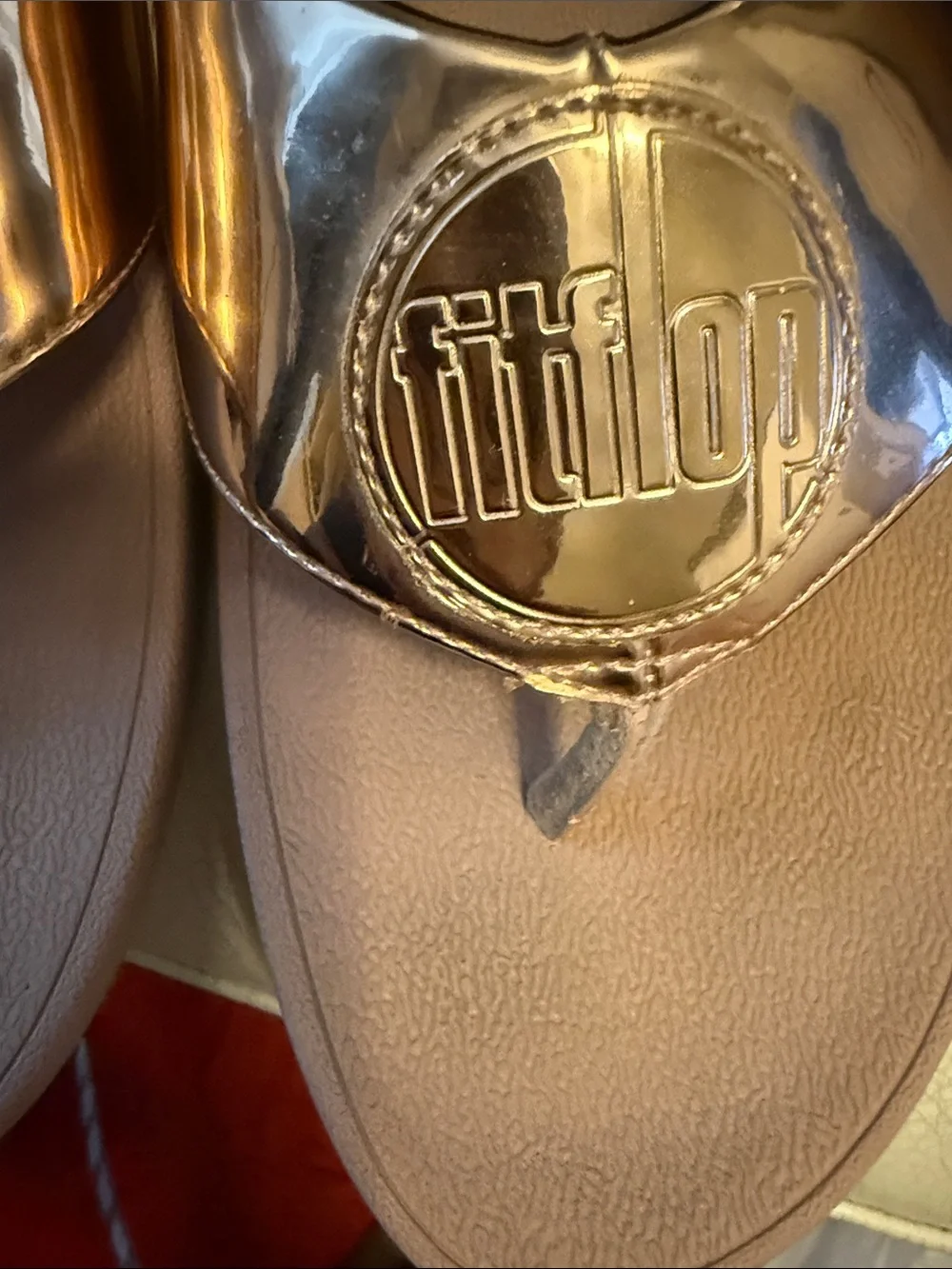 Fitflop Women's Metallic Rose Gold Slide Sandals - Picture 10 of 13